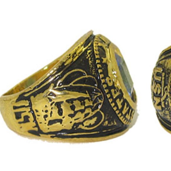 US Navy Ring blue sapphire crystal 18kt 12 AND13 NW - Picture 4 of 6